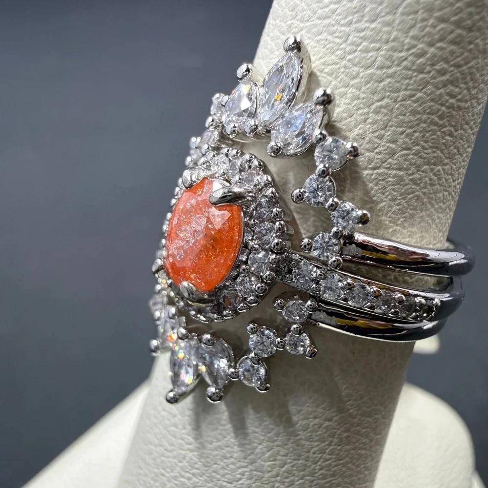 Bomb Party Don't You Love Me Size 6 Ring Lab Tangerine Ice Crystal RBP6129
